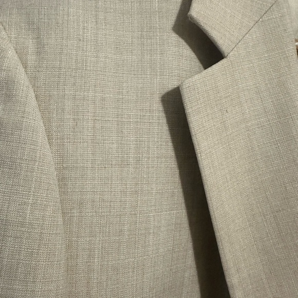 Chaps Mens 2 Button Blazer Sportcoat Sz 42L Cream Linen Style Career Preppy - Picture 10 of 11